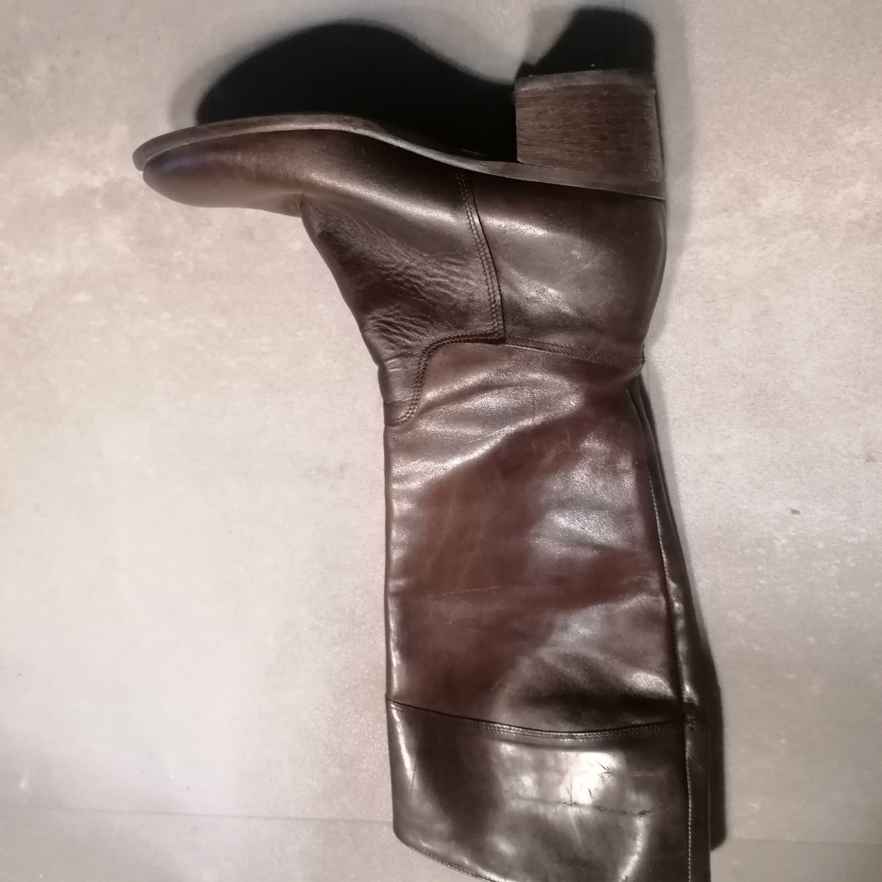 Buty kozaki skóra Venezia brąz czekoladowy r. 39