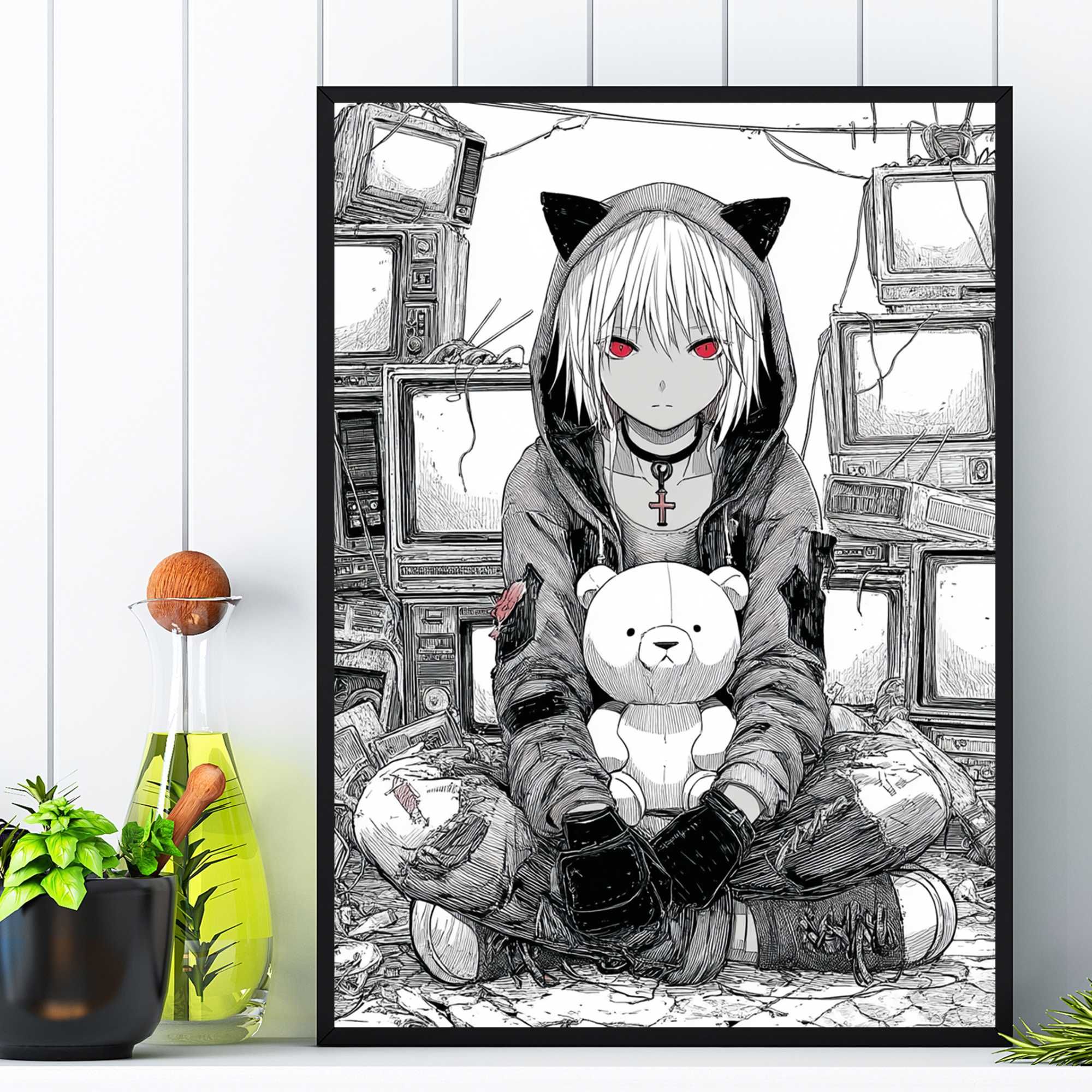 plakat anime manga japoński styl, plakat postać anime styl manga
