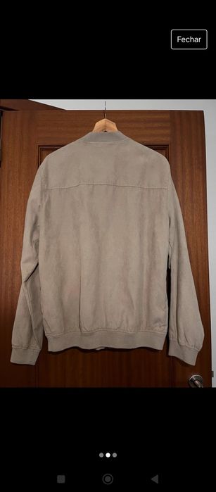 Blusão bomber camurça creme homem tamanho L como novo