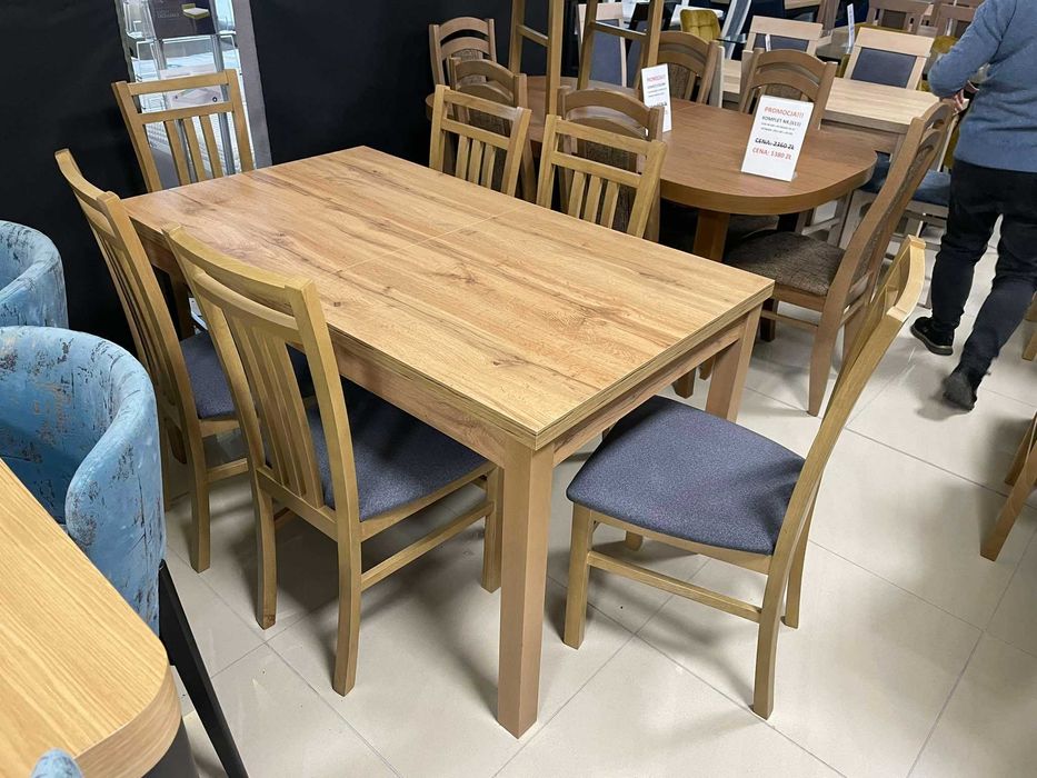 (1LI) Stół rozkładany + 6 krzeseł, dąb wotan 999 zł