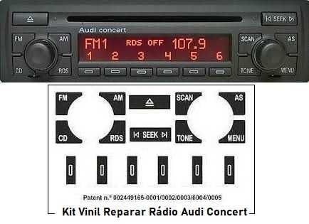 Kit Vinil Reparar Botões Interior Audi A4 B6 / B7