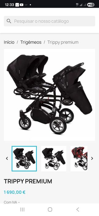 Carrinho de bebé trigemios