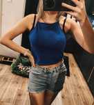 Crop top halter New Look koszulka bluzka XS S niebieska