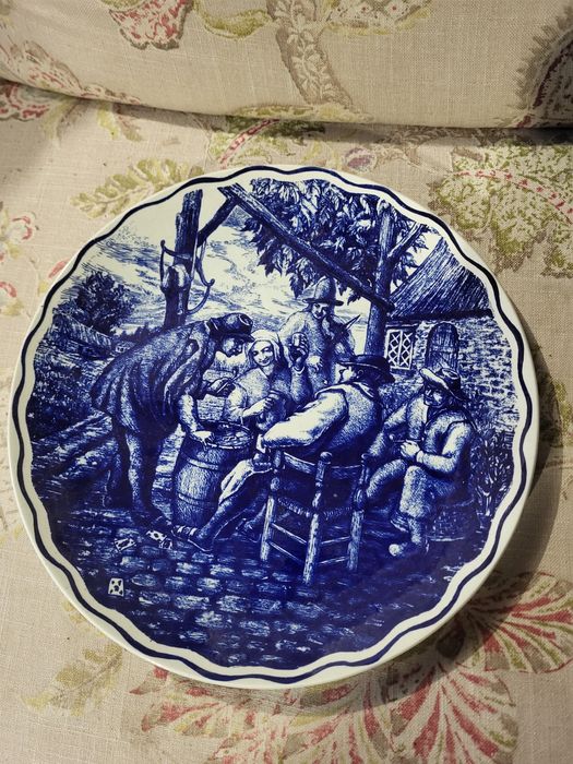 Ceramiczny talerz Boch Delft biesiada karczma
