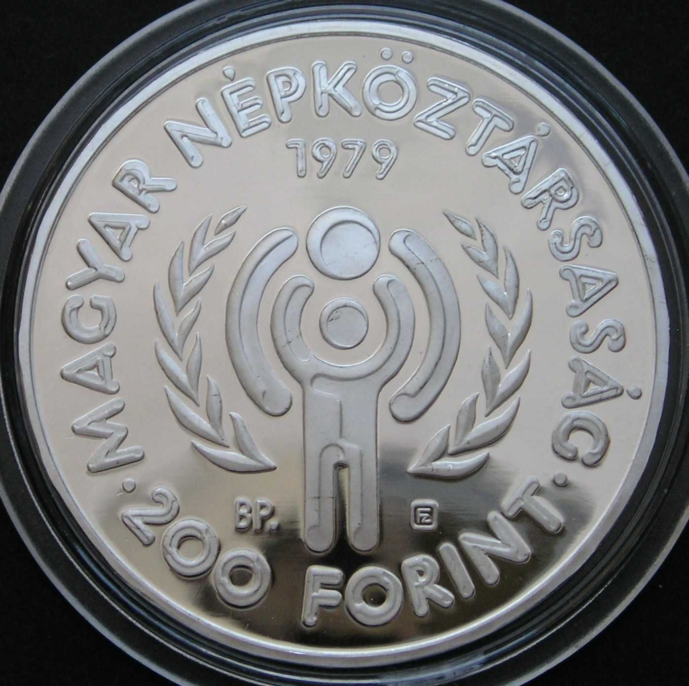 Węgry 200 forintów 1979 - srebro - Rok Dzieci - stan menniczy -