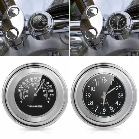 Zegarek i termometr motocyklowy chromowany