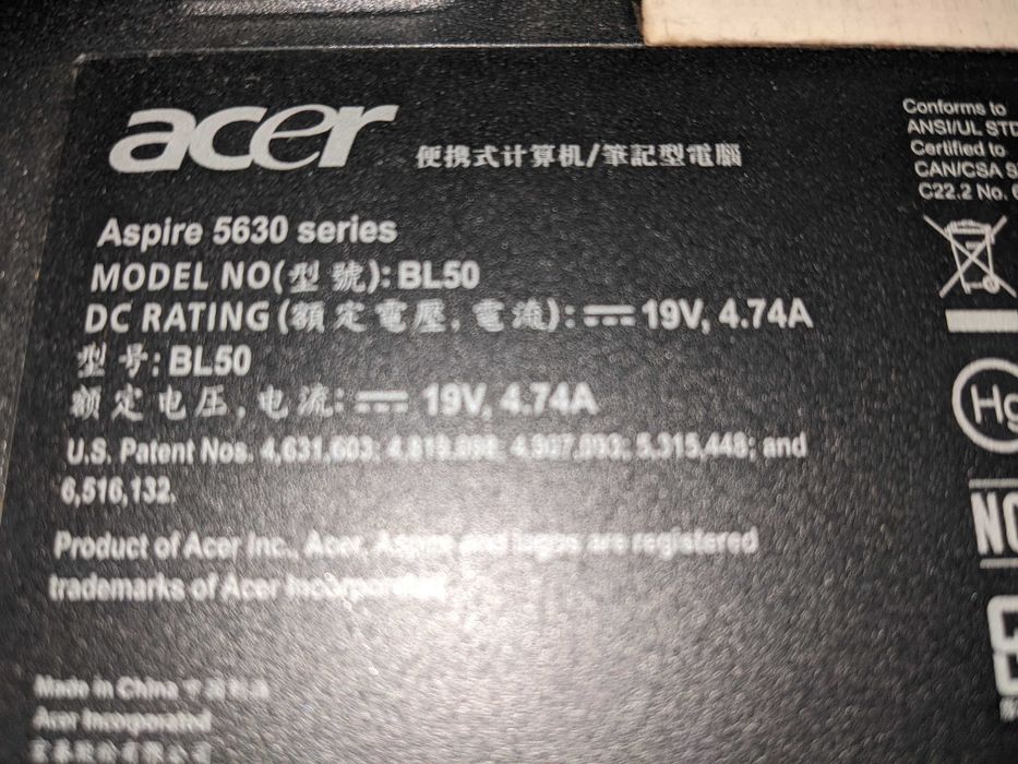 Portátil Acer Aspire 5630 p/peças64551956878978121