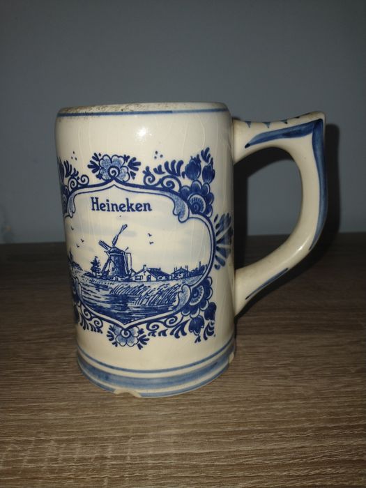 Kufel Heineken porcelana holenderski ręcznie malowane wiatraki