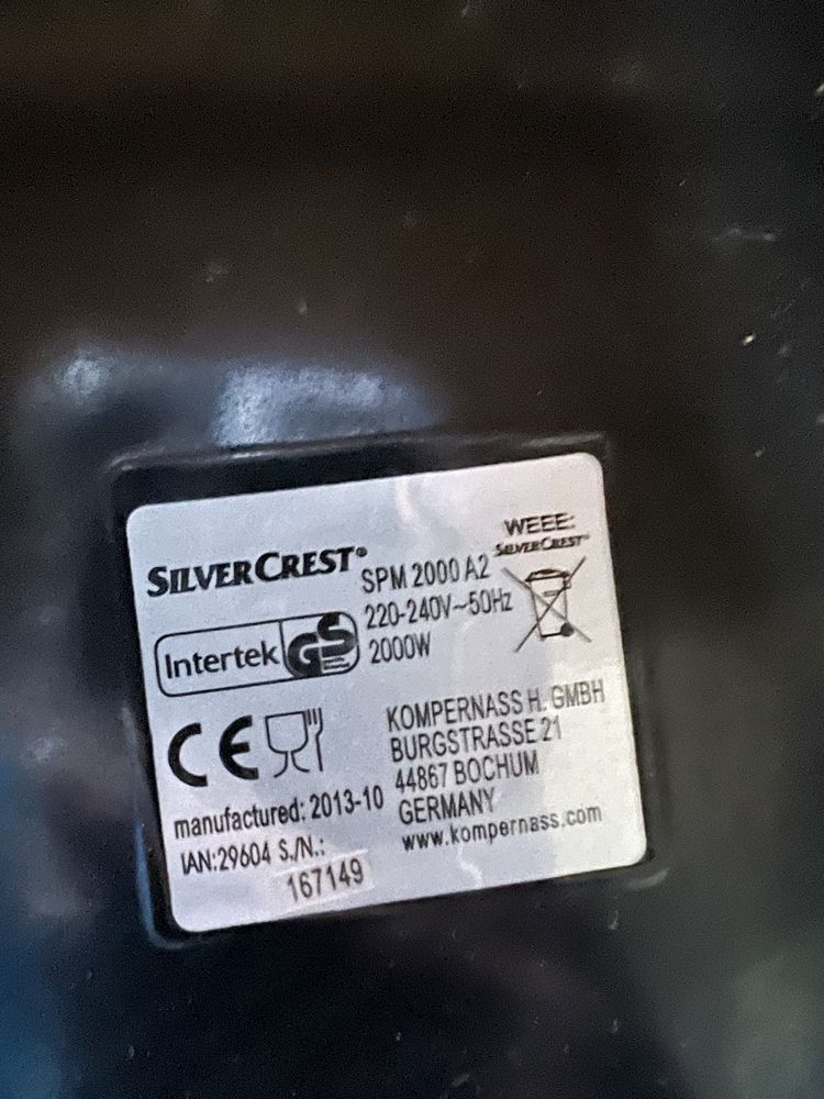 Grill elektryczny Silver Crest 2000W Germany sprawny SPM 2000 A2