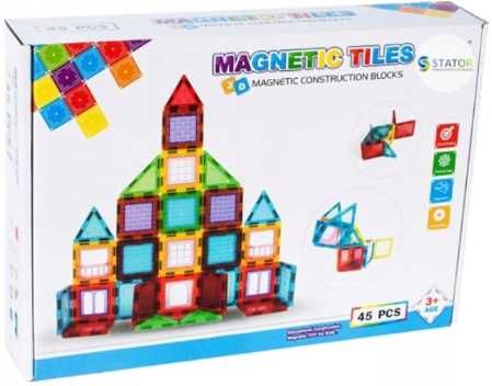 Klocki Magnetyczne 3D Duże Konstrukcyjne – Zestaw 45 elementów