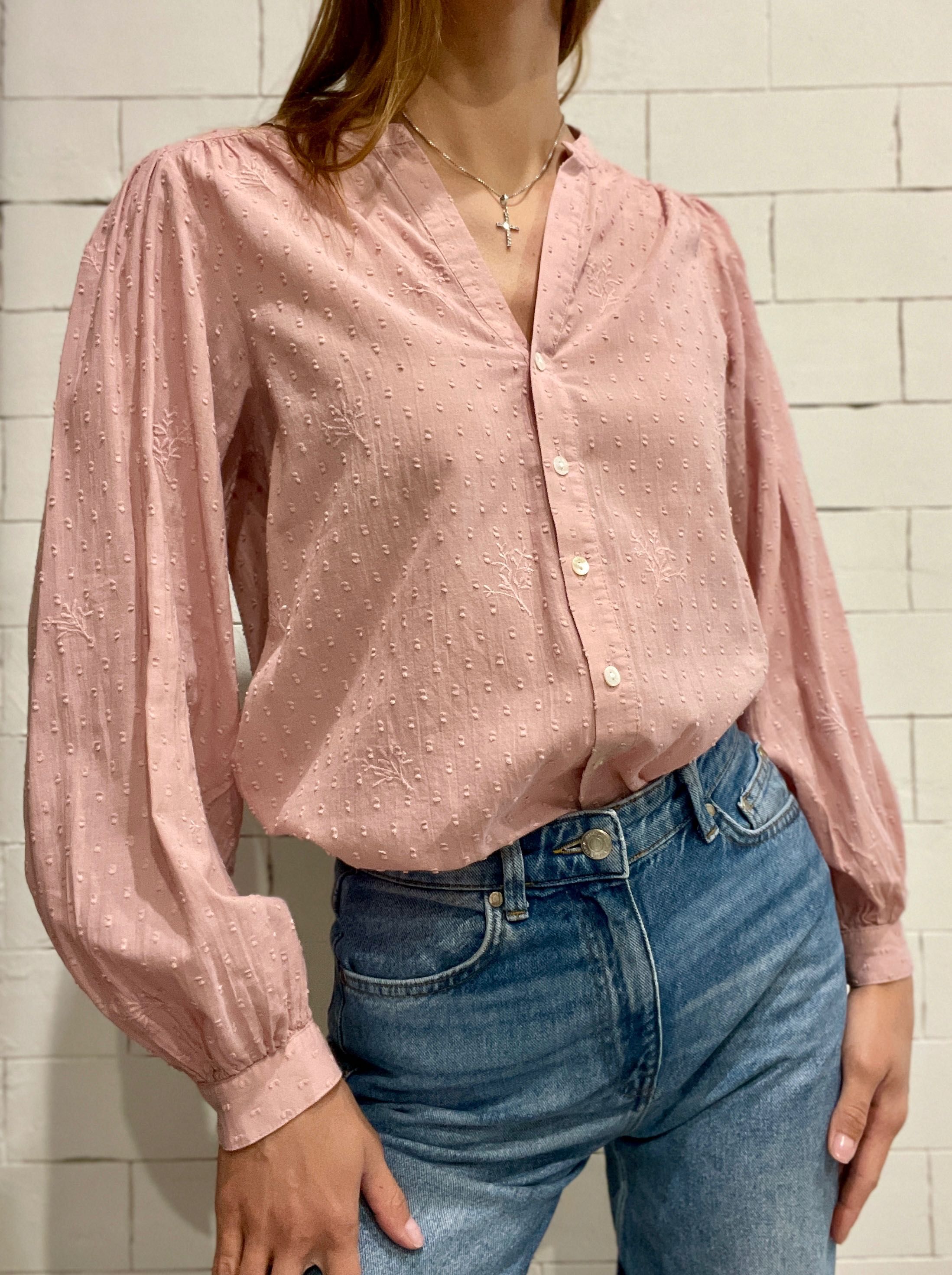 Блуза із прошви рожева