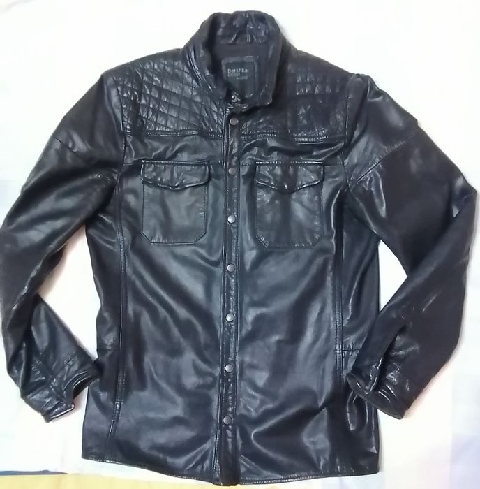 Bershka сорочка M шкіра куртка шкіряна рубашка кожаная байкера піджак