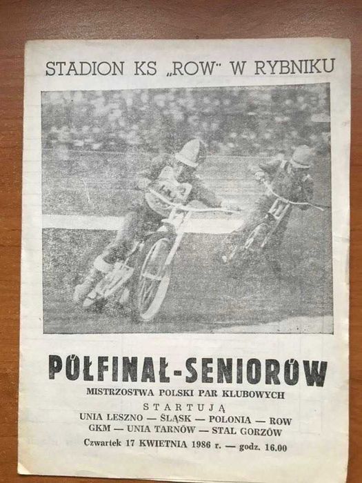 Program żużlowy Półfinał Seniorów MPPK [Rybnik, 1986r.]