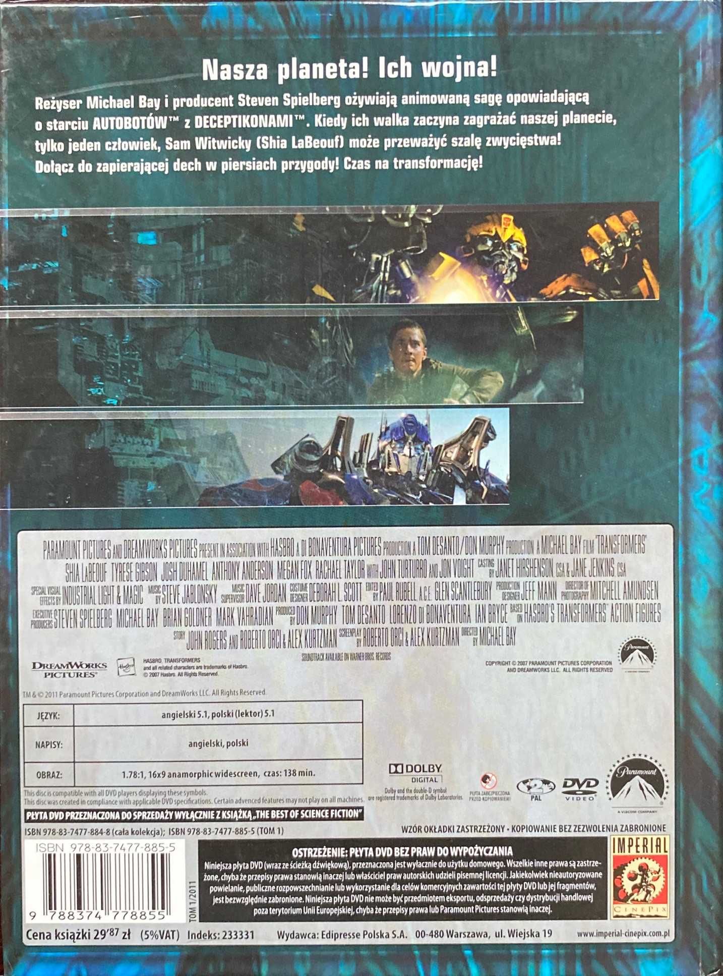 Film DVD Transformers Tom 1 Książka i Film