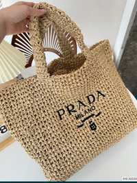 Torebka torba plażowa shopper z rafii Prada