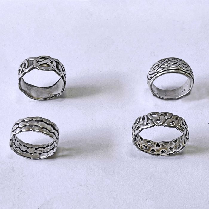 4 aneis de Prata Artesanais