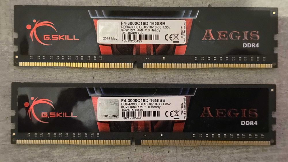 Pamięć G.Skill Aegis, DDR4, 16 GB, 3000MHz, CL16 (F4-3000C16D-16GISB)