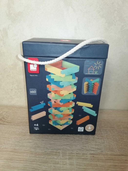 Janod, Zestaw drewnianych klocków (60x) do układania
