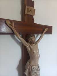 Crucifixo 80cm Madeira com Cristo