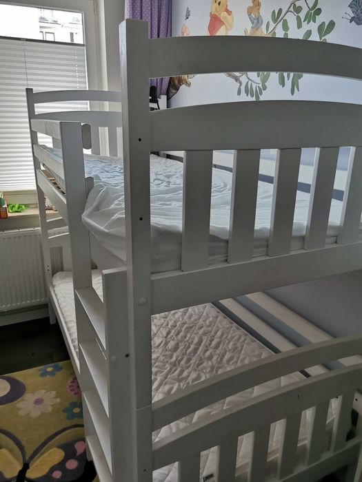 Łóżko piętrowe dziecięce  drewniane białe