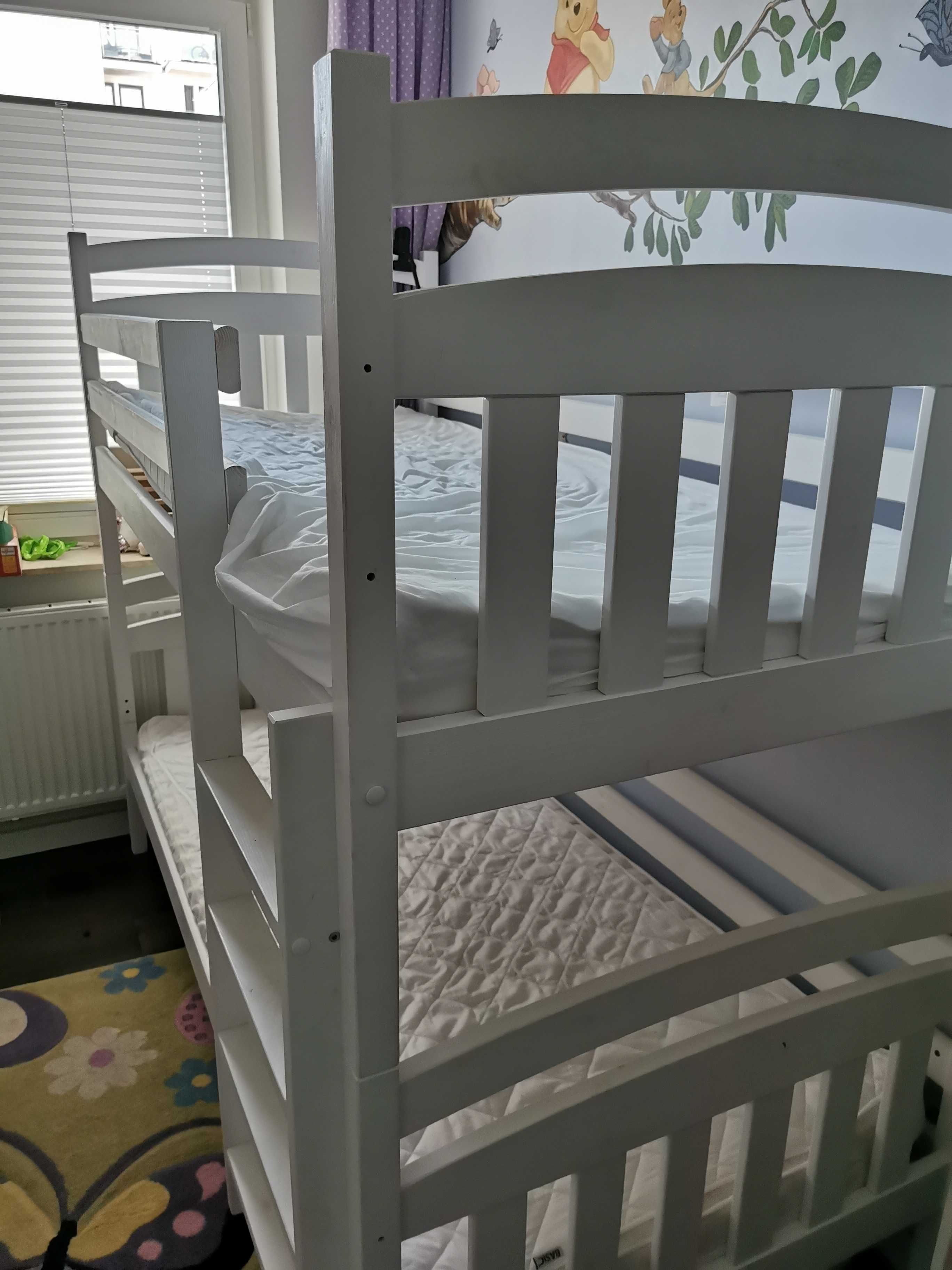 Łóżko piętrowe dziecięce  drewniane białe
