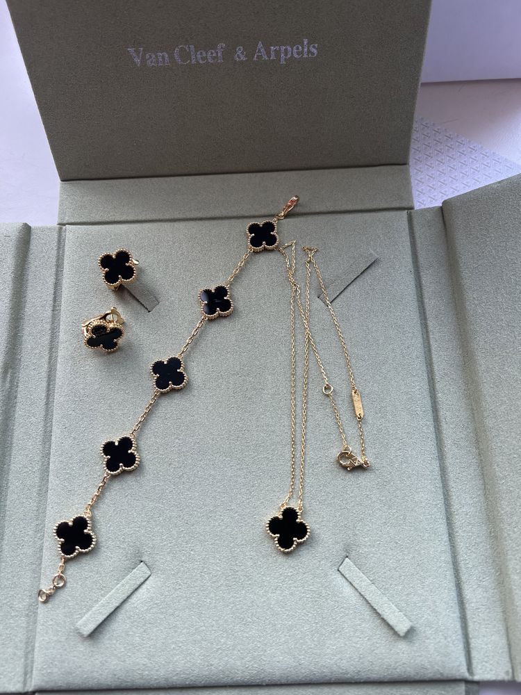 Набор Ван Клиф Van Cleef сережки цепочка браслет