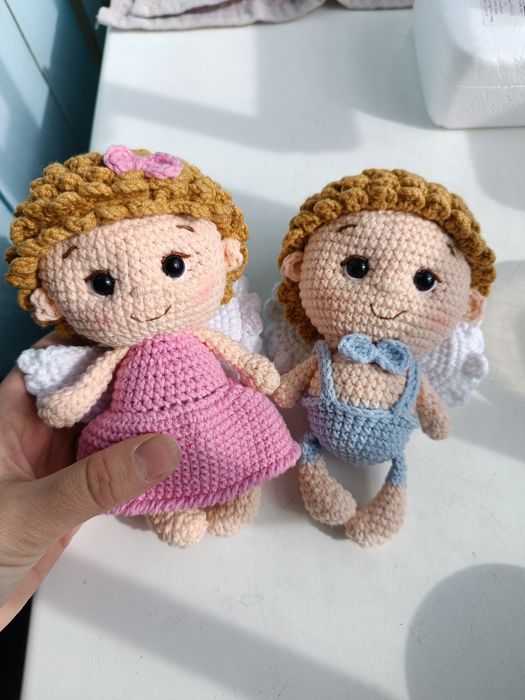 В'язаний янгол. Іграшка в'язаний ангел. Дівчинка та хлопчик