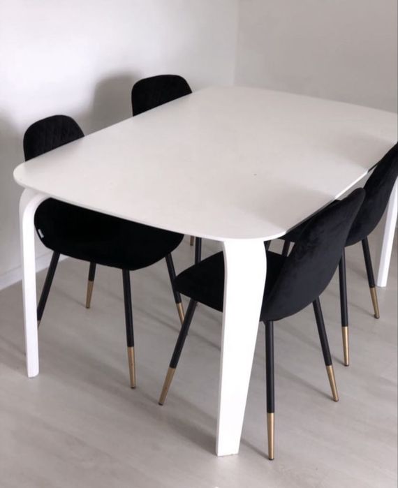 Krzesła Homla 6 sztuk czarne złote glamour fotele komplet zestaw