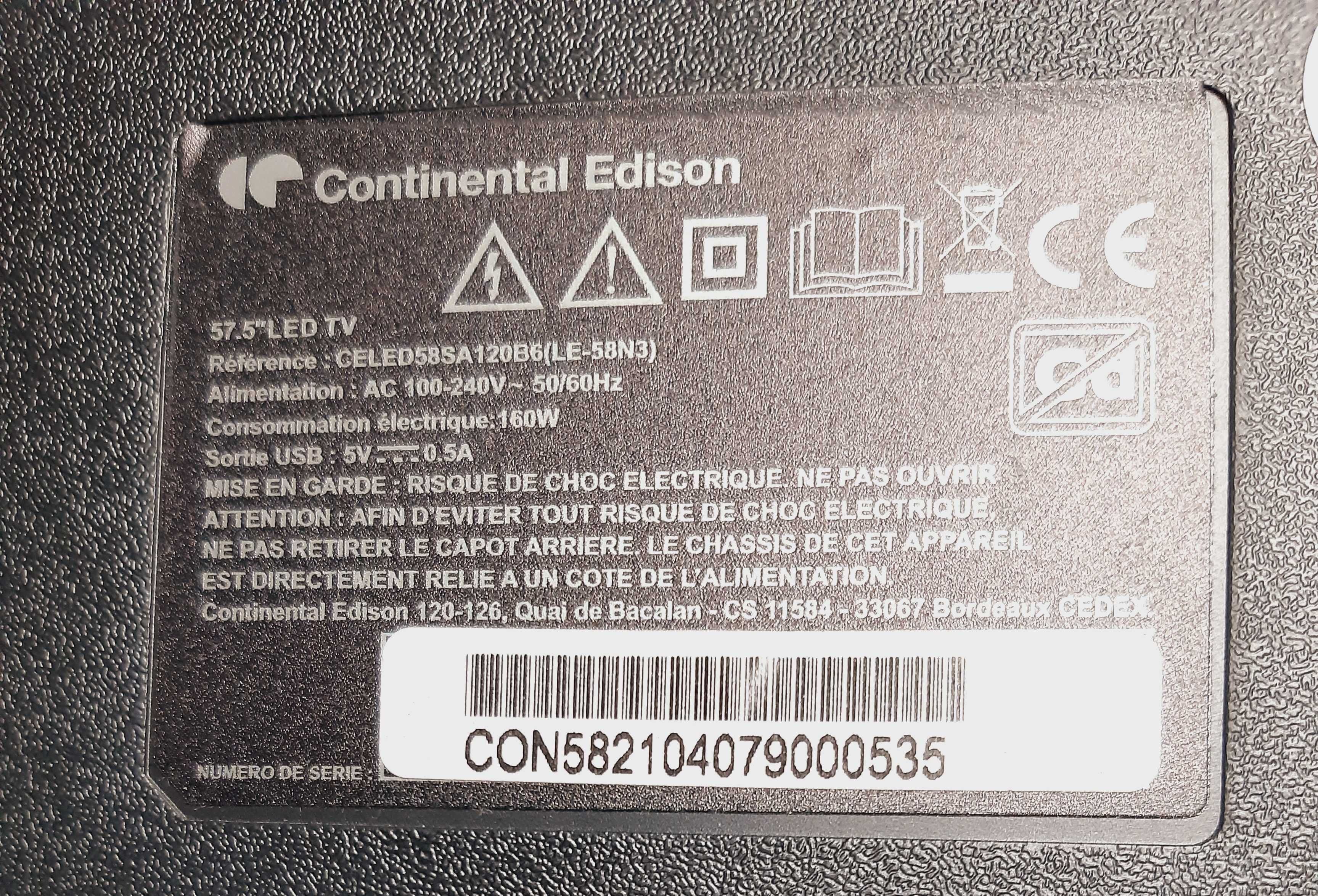 CELED58SA120B6   (LE-58N3) LCD Continental  Edison
