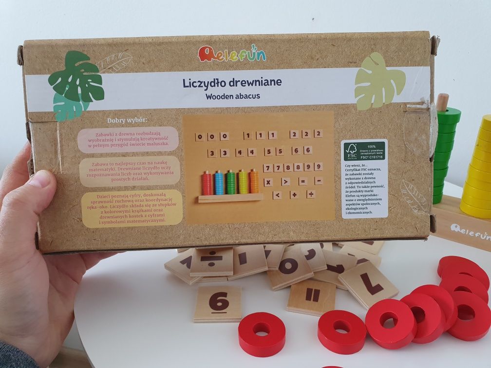Liczydło Drewniane Elefun. Drewniany Sorter. Montessori.