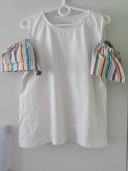 Bluzka Reserved 146 cold shoulders biała