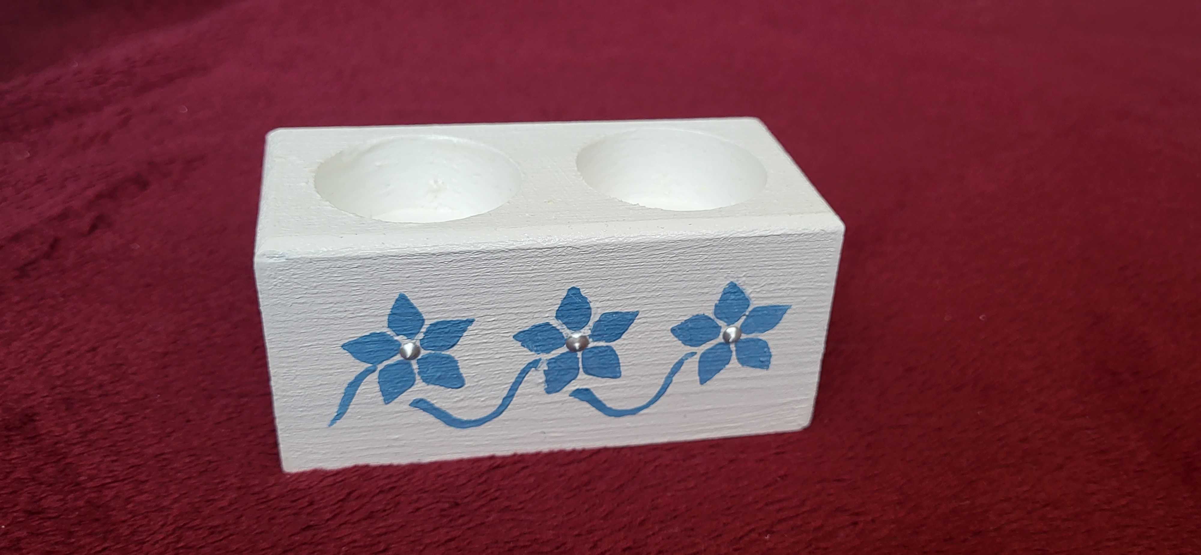 Drewniane pudełko, kasetka + świecznik - decoupage
