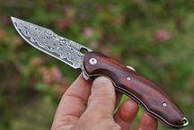 Nóż folder, damast, stal damasceńska stal VG 10, palisander model 2