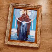 Образ Діви Марії/вишитий образ/картина з дерев'яною рамкою