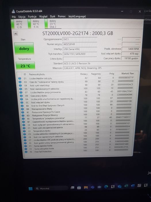 Dysk twardy HDD  2 TB 2,5' Seagate Skyhawk PC Laptop Xbox PS4 NAS