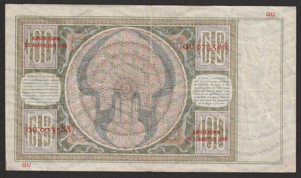 Holandia 100 guldenów 1942 - GU