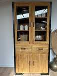 Witryna drewniana kredens lite drewno biblioteka TEAK nowoczesna