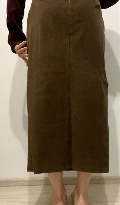 Шоколадна вельветова максі спідниця diadia L