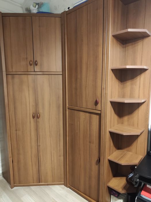 Zestaw - szafa narożna 90 - półki 60 - narożna wystawka 35