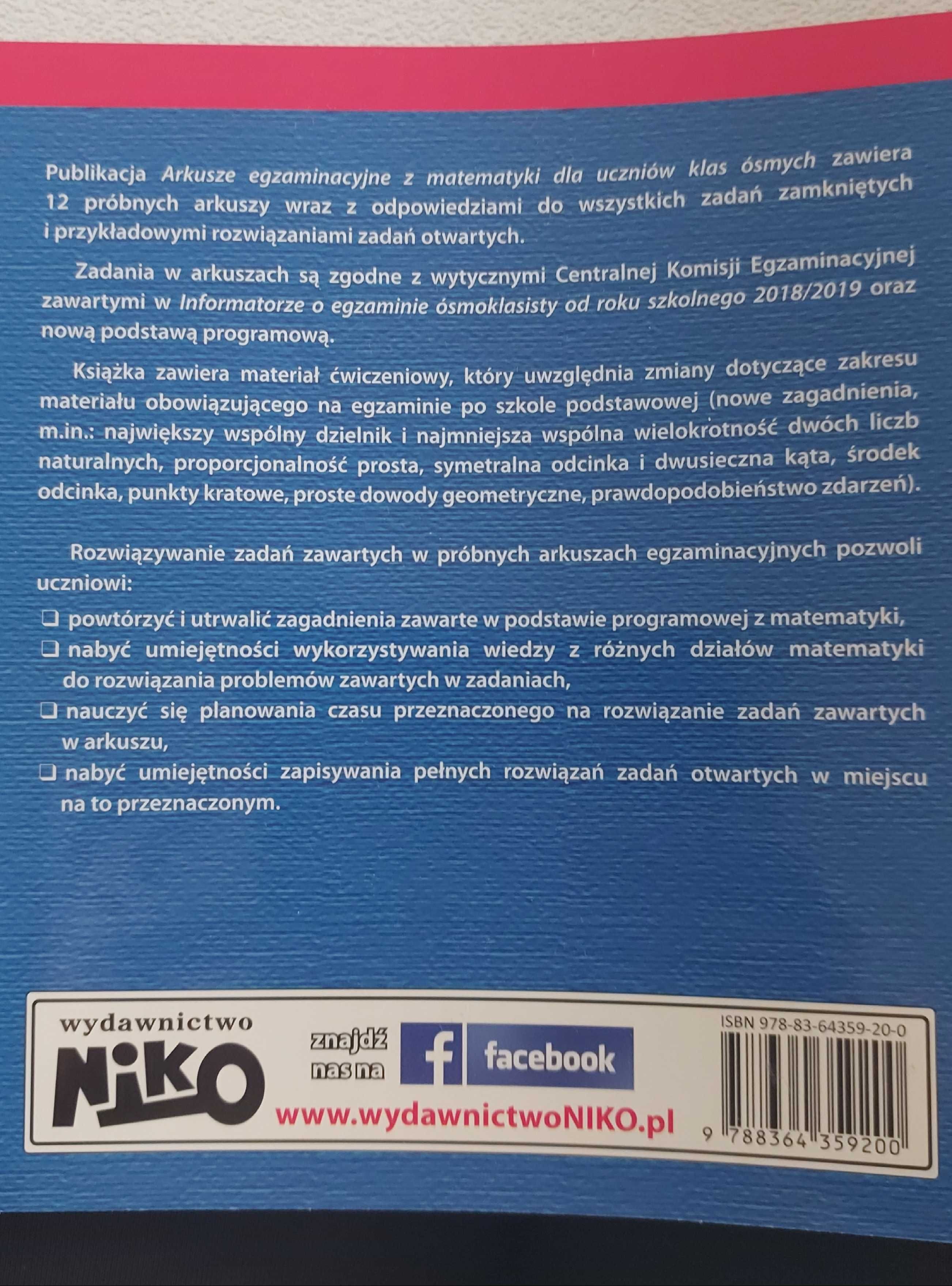 Arkusze egzaminacyjne z matematyki Danuta Budzich 8 klasa