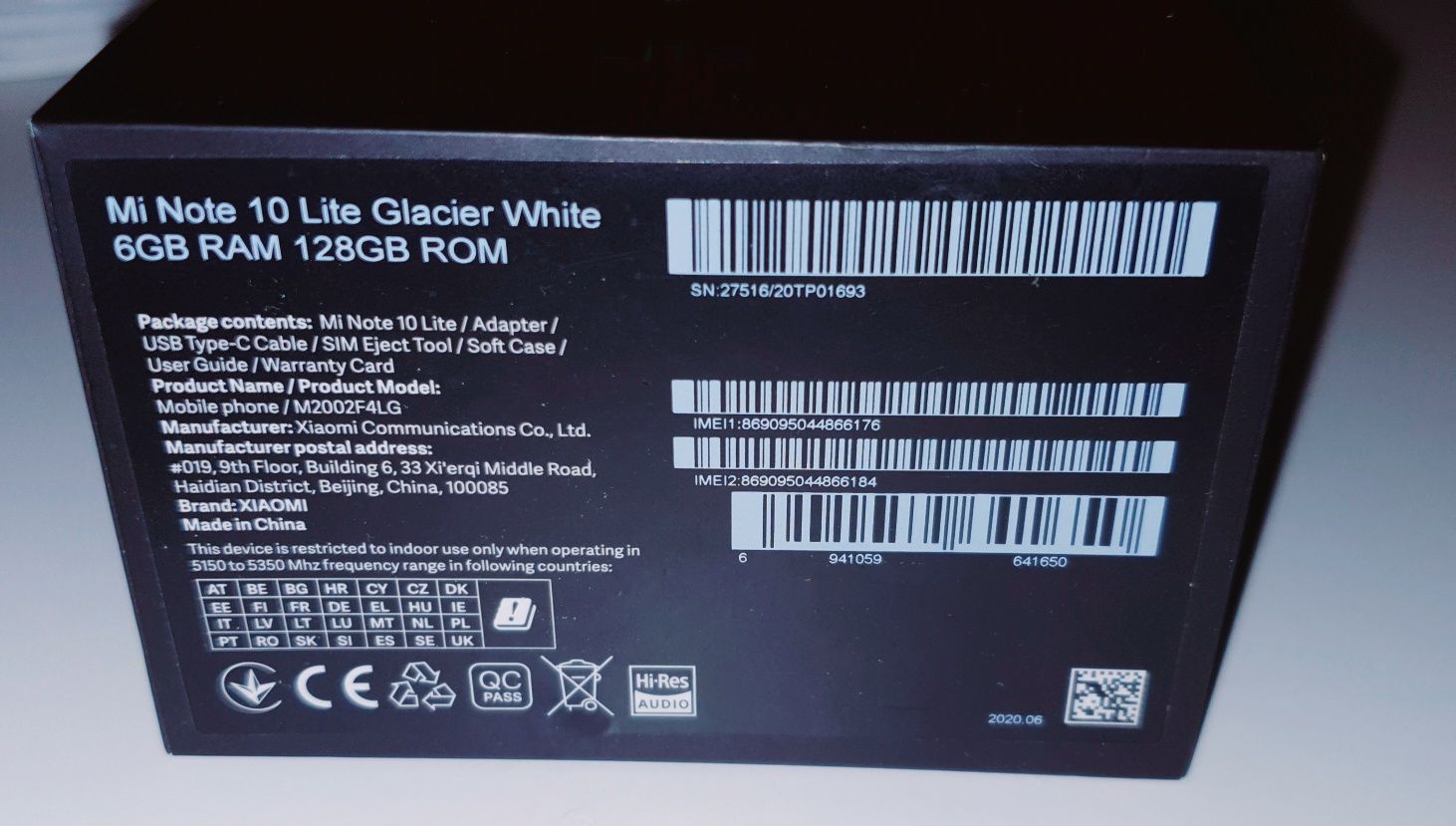 xiaomi mi note 10 lite glacier white 6/128