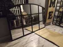 Lustro loft industrialne metalowa rama okno vintage retro czarne