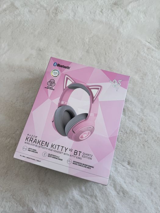 Słuchawki Razer Kraken Kitty V2 BT Quartz Edition – jak nowe!