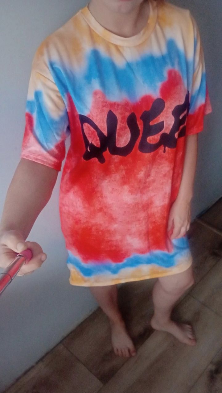 Czerwona ombre sukienka tshirtowa one size NOWA!