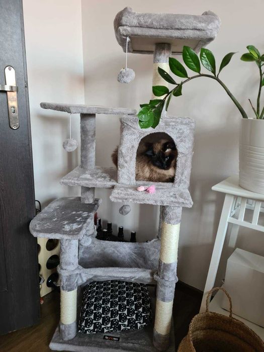 Drapak dla kota Wysoki duży drapak dla kota domek legowisko 143cm NOWY