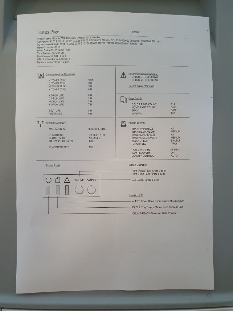 Принтер oki c3300n