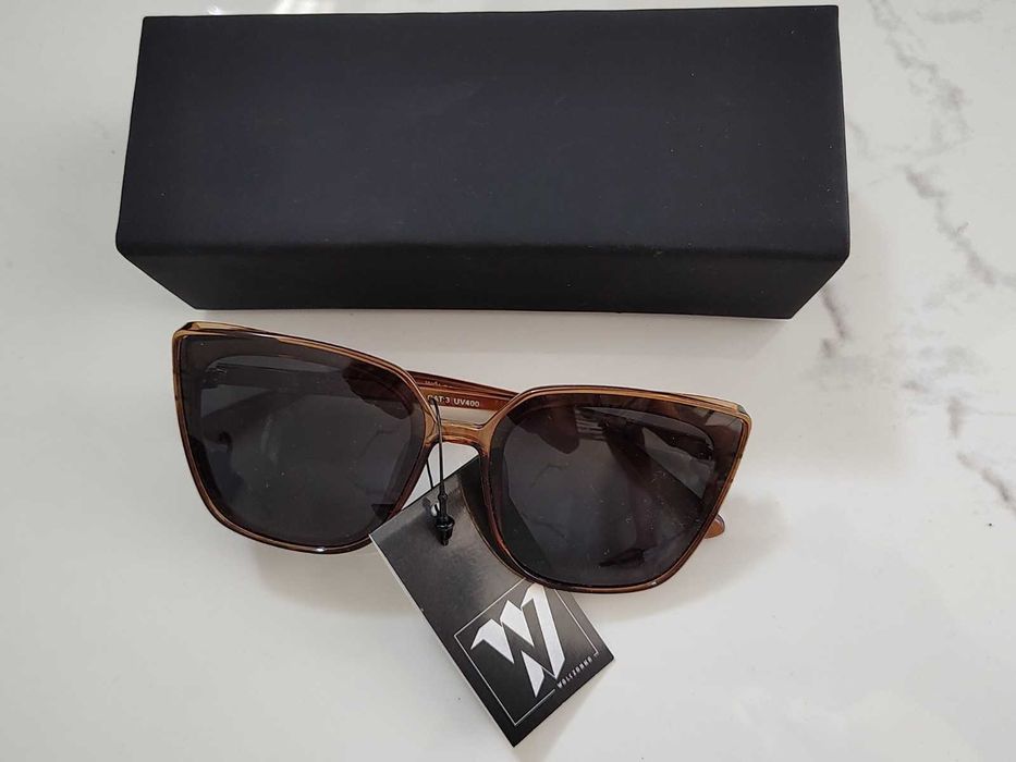 Okulary przeciwsłoneczne damskie WÓLCZANKA brązowe Nowe