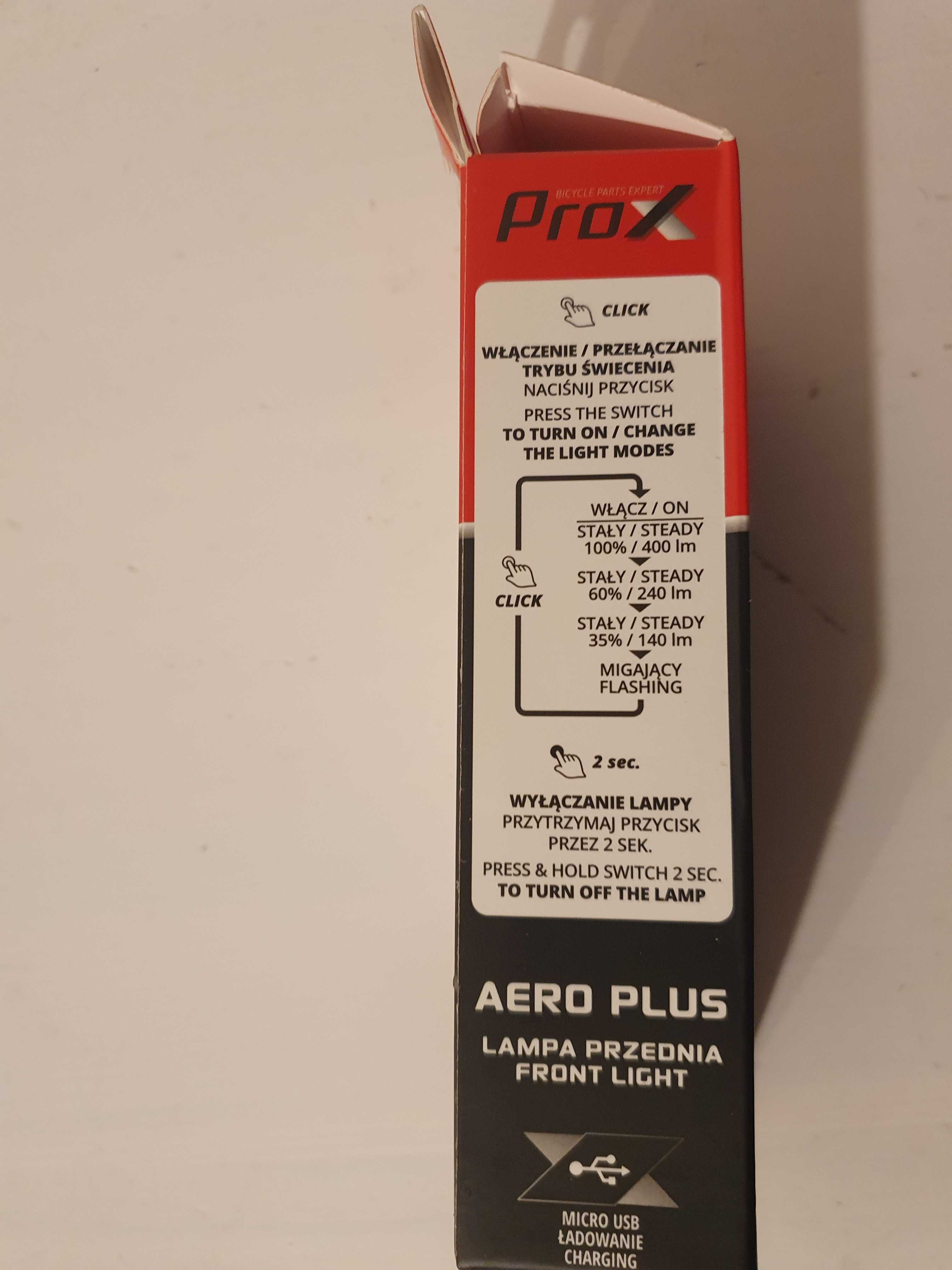 Nowa lampa rowerowa LED aero plus, prox series 4 tryby daleki zasięg