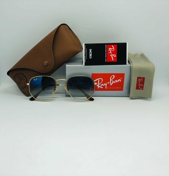 Солнцезащитные очки Ray Ban Hexagonal 3548N Gold-Blue 54мм стекло