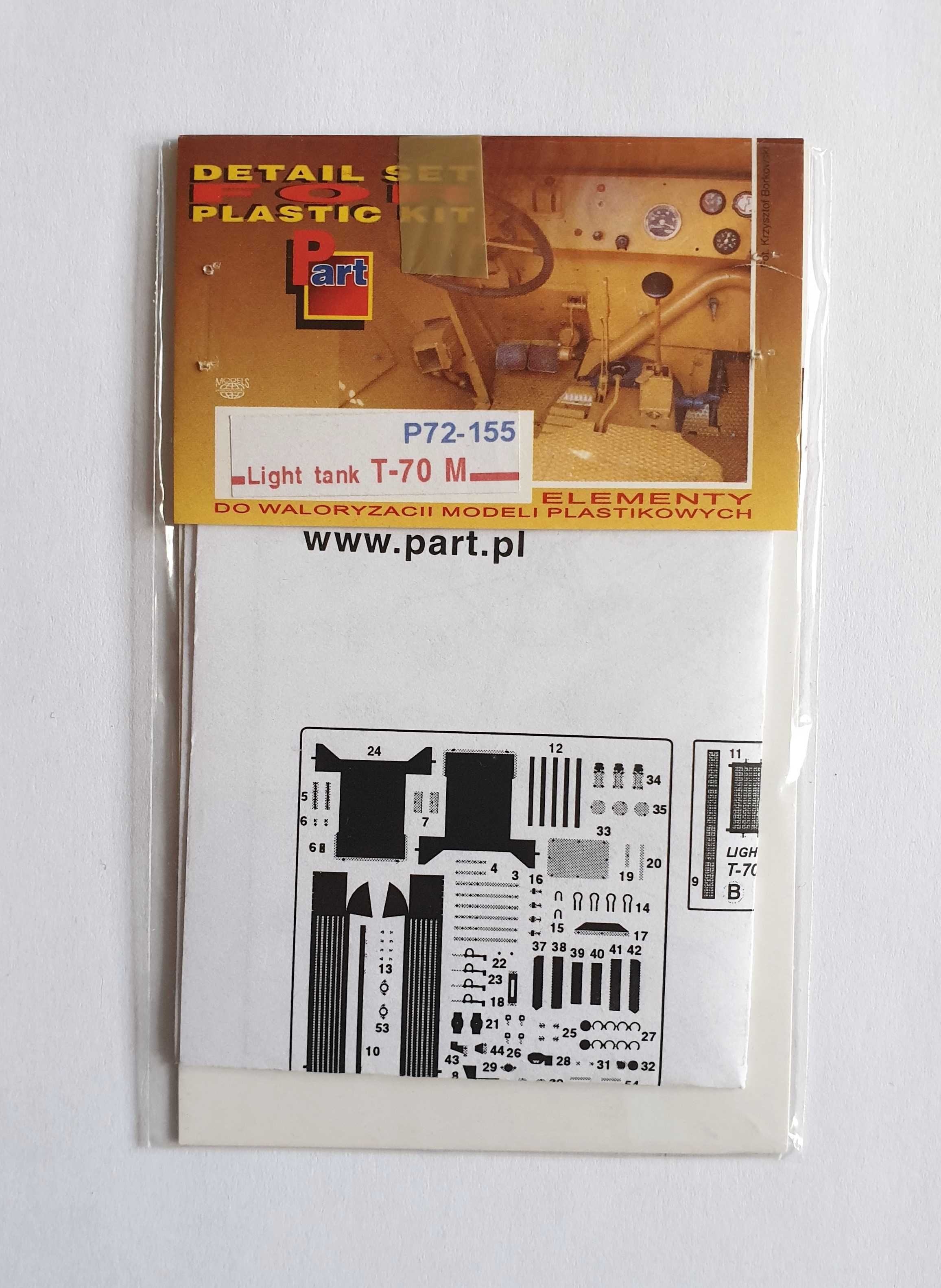 Elementy do waloryzacji modelu czołgu lekkiego T-70M Part P72-155